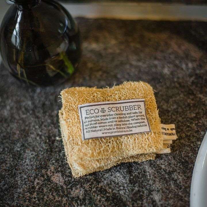 Grounded - Provisions loofah with towel front Provisions Loofah Sponge (4 pack) - Image 4