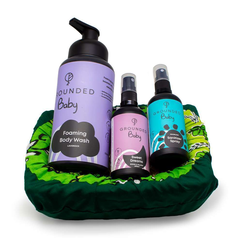 Grounded - Baby Bath time Bundle with Ankara wraP Baby Bath Time Gift Hamper